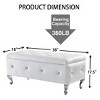 CAVINAS Luxury Gold Faux Leather Storage Ottoman Bench with Crystal Buttons,Footstool with Hidden Storage for Bedroom,Living Room - 3 of 4