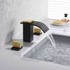Sumerain 8" Widespread Bathroom Faucet 3 Hole Waterfall Basin Faucet Black and Gold Finish - 3 of 4
