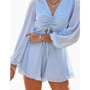 Women's CUTOUT RUFFLED CHIFFON FLOUNCE ROMPER - L Michele - 1 of 2