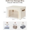 Aoibox Decorative Storage Bins with Clear Window Lids Fabric Collapsible Closet Organizer Baskets Beige 3 Pack - 2 of 4