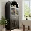 Dexmalle 71" Tall Farmhouse Arched Kitchen Pantry Cabinet with Glass Door and Adjustable Shelves - 4 of 4