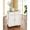 HomeStock  Compact Wood Top Small Rolling Cart with Shelves, Microwave Stand with Towel Rack, White - 2 of 4