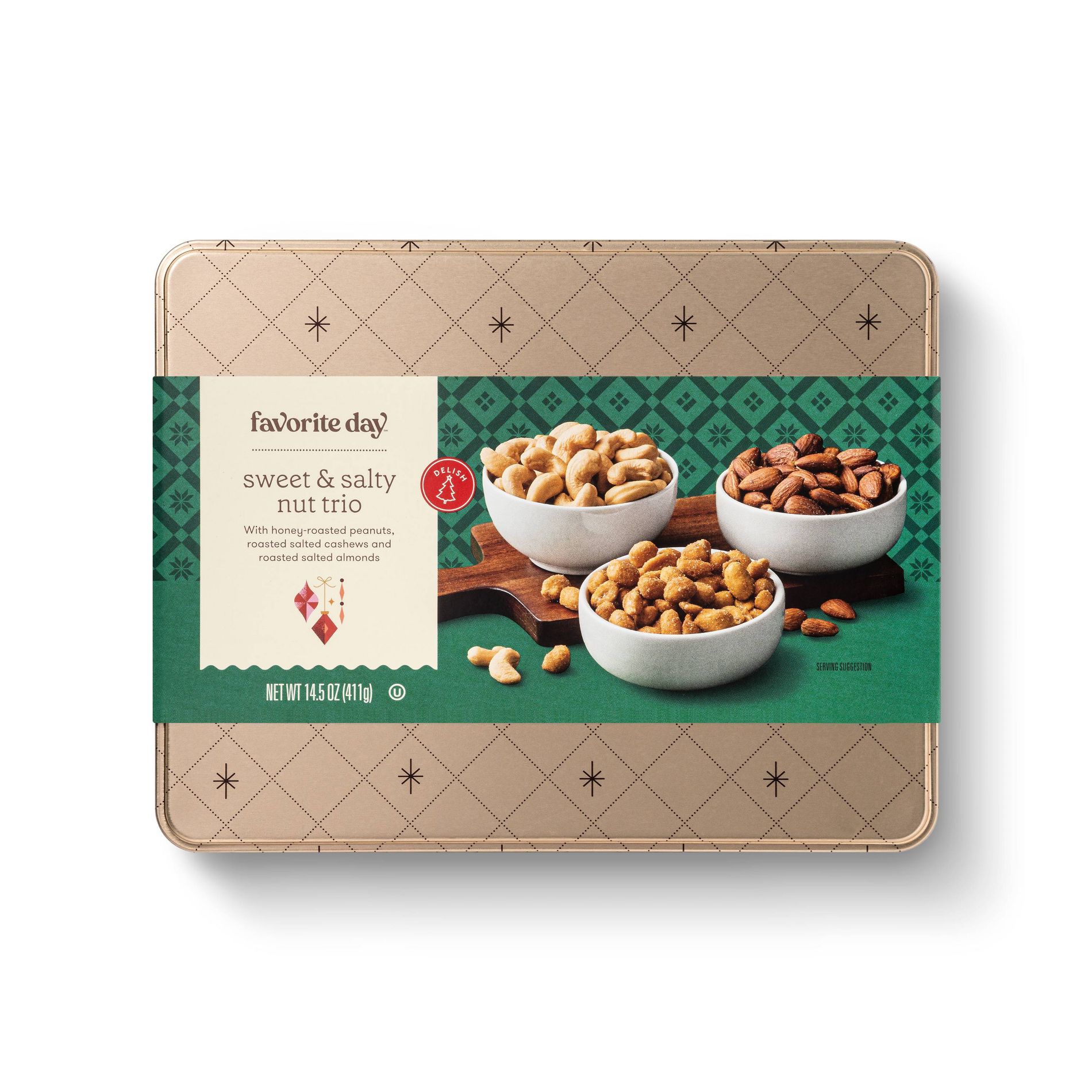 Christmas Sweet & Salty Nut Trio Tin - 14.5oz - Favorite Day™