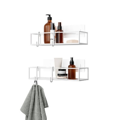 White Metal Suction Mount Shower Caddy Set