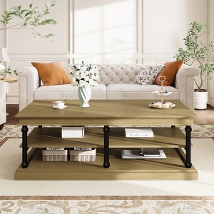 Christopher Knight Home Cortez Modern 55" Wood Coffee Table with 2 Open Storage Shelves - 1 of 4