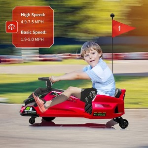 24V Kids Ride-On Drift Car, Electric Drifting Go-Kart with Variable Speed Up to 7.5 Mph, Built-in Music, Colorful Tail Led Lights,USB Connectivity - 1 of 4