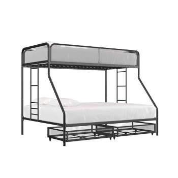 Twin Over Full Jeremy Kids' Bunk Bed with Storage Drawers Black - Room & Joy