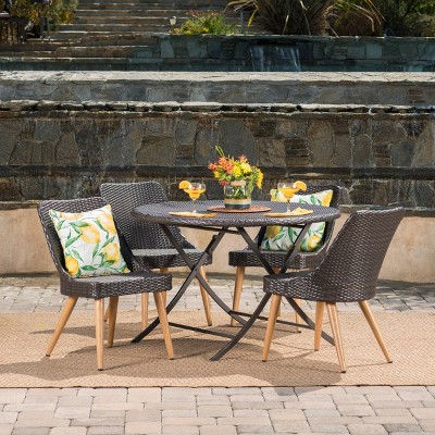 Opal 5pc Wicker Dining Set - Brown - Christopher Knight Home