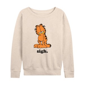 Women's - Garfield - Sigh Garfield Lightweight French Terry Wide Neck Long Sleeve Shirt - 1 of 4