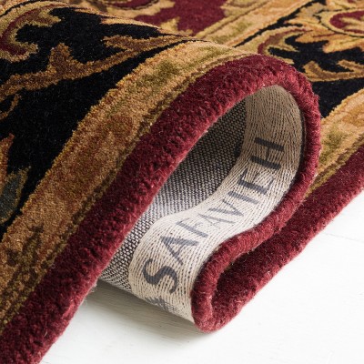 Handmade Red and Black Wool Rectangular Area Rug