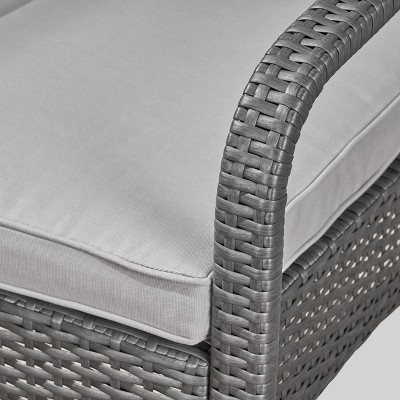 Gray Wicker Outdoor Club Chairs with Cushions, Set of 2