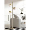 360 Lighting Kelowna Mid Century Modern 67" Tall Standing Floor Lamp Skinny Tree 3-Light Gold Metal Antique Brass Finish Living Room Globe White Shade - 2 of 4