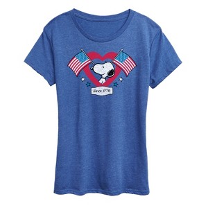 Women's - Peanuts - Snoopy Since 1776 Flag Heart Short Sleeve Graphic T-Shirt - 1 of 4