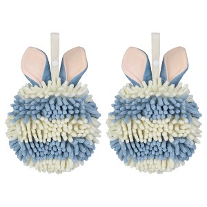 REGALWOVEN Cute Rabbit Shape Fluffy Chenille Soft Absorbent Hand Towel 2 Pcs - 1 of 4