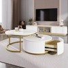 TIRAMISUBEST Modern Round Nesting Coffee Table Fluted with Storage Drawer, Center Table Cocktail Table with Storage for Living Room - 4 of 4