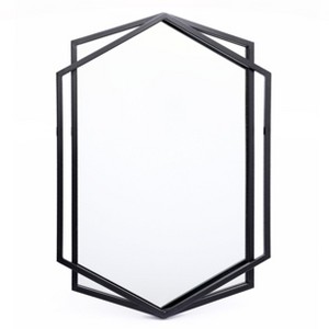 LuxenHome Black Metal Hexagon Frame Wall Accent Mirror for Bathroom & Vanity - 1 of 4