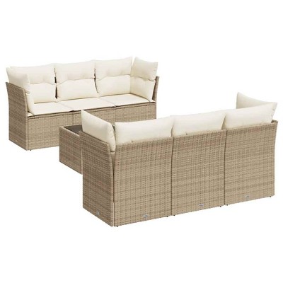 vidaXL Garden Sofa Set Beige, Cream White