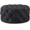 33"  Linen Tufted Round Cocktail Ottoman - 4 of 4