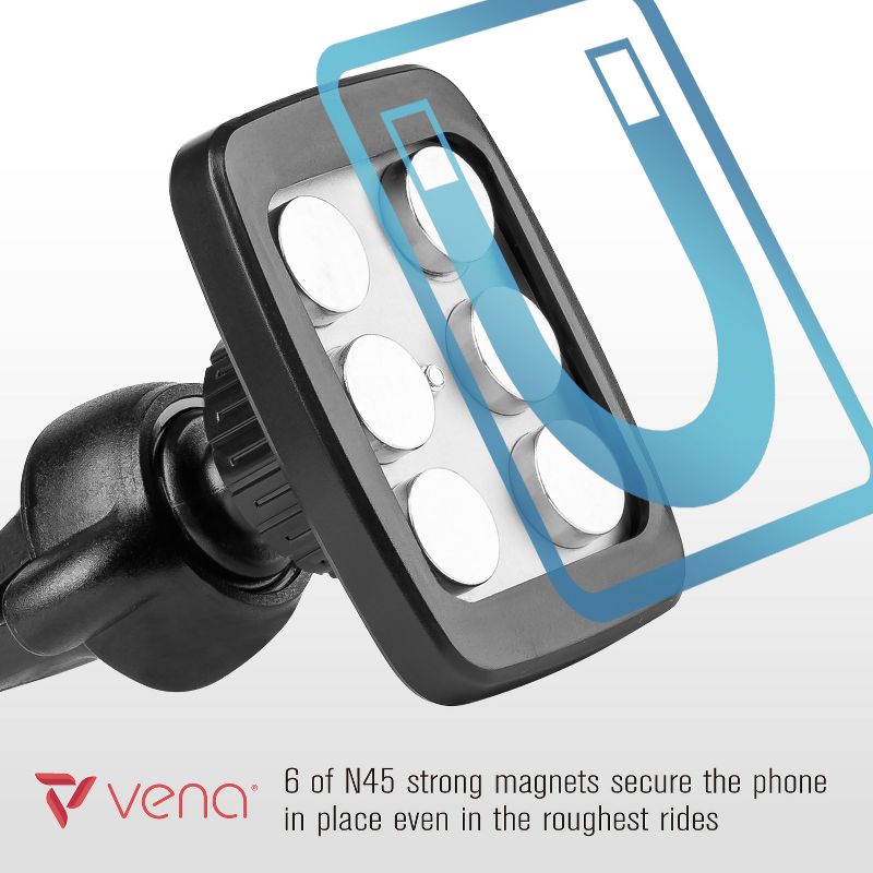 Vena 6Netic Air Vent Stong Magnetic Car Mount Phone Holder for Smartphone with 2 metal plates, 3 of 9