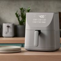  CruxGG 6-Quart 1500W Air Fryer with 2-Year Warranty,(Gray)