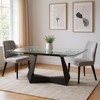 HomeRoots 71" Clear and Black Glass and Metal Self-Storing Leaf Sled Base Extendable Dining Table - 2 of 4