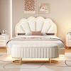 Queen Bed Frame And Headboard,Bed Floating With Led Lights,Velvet Fabric Bed,Elegant Floral Headboard-Cuddlewood - 2 of 4
