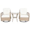 VisioGear 3-Piece Patio Chat Set, Seating Group with Two Swiveling and Rocking Chairs and a Square Table, Natural, 20.3"*20.3"*23.2" - 4 of 4