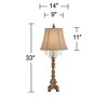 Barnes and Ivy Duval Traditional Table Lamp 33" Tall Aged Gold Candlestick Crystal Fabric Bell Shade for Bedroom Living Room Bedside Office Family - 4 of 4