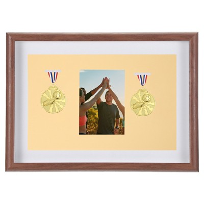 Unique Bargains Frame Wooden Stand Shadow Box Marathon Medal Display Case 1 Pc