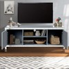 LIVAREEmlen Mirrored TV Stand for 65+ inch TV, Sliver TV Console Table with Open Storage and 2 Storage Cabinets, M Shape Mirror Doors for Living Room - 3 of 4
