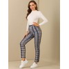 Allegra K Women's Plaid Tartan High Waisted Button Casual Pants - 3 of 4