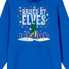 Elf Raised By Elves Long Sleeve Royal Blue Men's Hooded Sweatshirt - 2 of 3