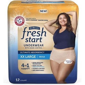 FitRight Fresh Start Incontinence & Postpartum Underwear for Women, XXL, Beige, Ultimate Absorbency, Disposable with Odor-Control by ARM & HAMMER - 1 of 4