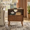 LIVAREEmlen Modern Fluted Nightstand with Charging Station USB Ports & Outlet Hole & 4 Solid Wood Legs, Farmhouse End Table with Open Space - 3 of 4