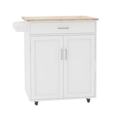 NicBex 1 Drawer Rolling Kitchen Island Cart with 1 Cabinet and 3 Open Shelves,Kitchen Island on Wheels with Towel Rack,Island Table for Kitchen