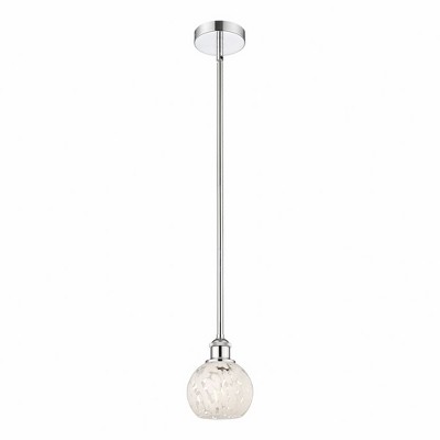 White Mouchette - 1 Light Stem Hung Mini Pendant In Modern Style-7.5 Inches Tall and 6 Inches Wide