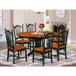 HomeStock 7-Piece dinette set with one Kenley table and 6 dining room chairs in a Black & Cherry Finish - 1 of 3