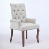 Akoasm Upholstered Chenille Fabric Arm Dining Chairs with Solid Wood Legs-Beige - 4 of 4