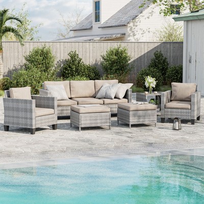 Sonkuki 6-Piece Patio Conversation Set with Side Table