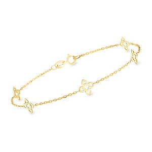 Ross-Simons 10kt Yellow Gold Flower Station Bracelet - 1 of 4