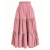 Womens Tiered Skirts A Line Flowy Skirts Elastic Waist Drawstring Wasit Dress Floral Maxi Skirts - 2 of 4