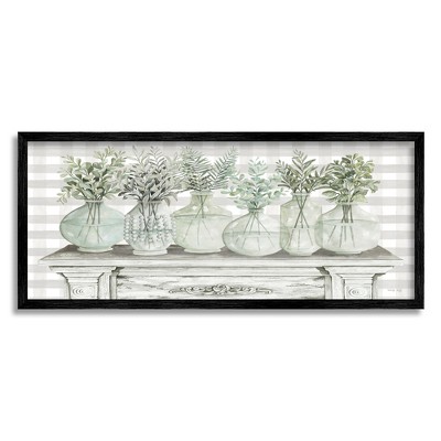 Stupell Industries Country Home Plants Herbs Jars Rustic Tartan Illustration Framed Giclee Art