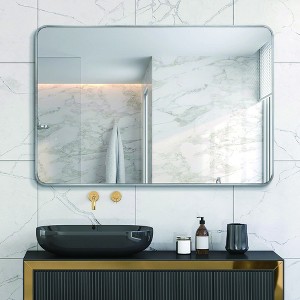 Whisen 30x36 Inch Rectangular Bathroom Wall Mirror, HD Glass with Anti-Rust Aluminum Frame - 1 of 4