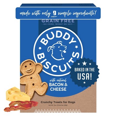 Buddy Biscuits GrainDog Treats -Free Crunchy Treats Bacon & Cheese Dog Treats - 14oz