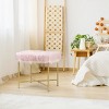 Costway Faux Fake Fur Stool Ottoman Footrest Stool Decorative with Metal Legs GreyPinkWhite - 4 of 4