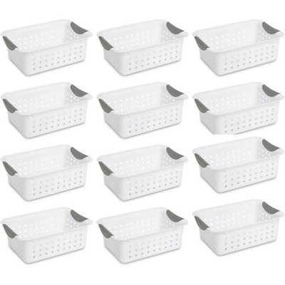 Sterilite 16228012 Small Plastic Storage Bin Organizer Baskets, White, 12-pack