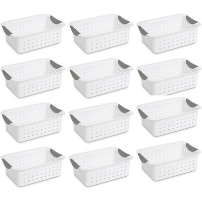 12) Sterilite 16228012 Small Ultra Plastic Storage Bin Organizer Baskets -White