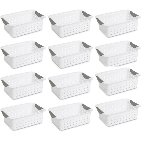 White Sterilite Medium Ultra Basket Plastic Storage Bin Organizer pack of 12 for sale online 