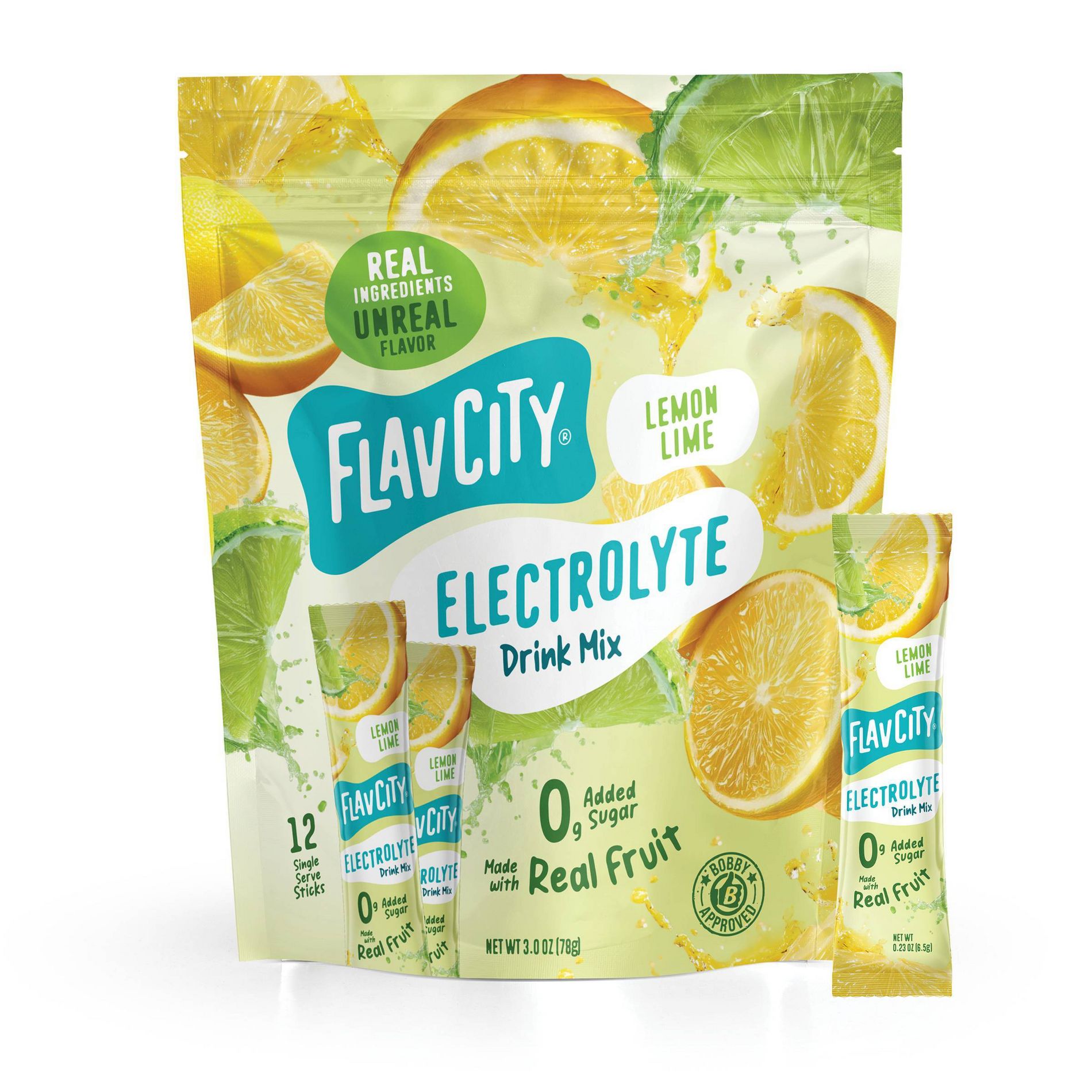 FlavCity Hydration Electrolyte Supplement Powder - Lemon Lime - 2.7oz/12ct