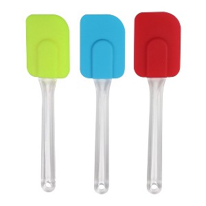 Unique Bargains Flexible Heat Resistant Non-scratch Non Stick Spatula Set 7.3" x 1.7"/Red, Orange, Green, Blue, Yellow 3 Pcs - 1 of 4